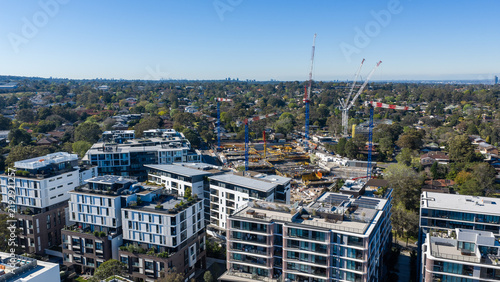 Quadro su tela Modern apartment precinct beside a large construction site in Sydney suburbs, sh