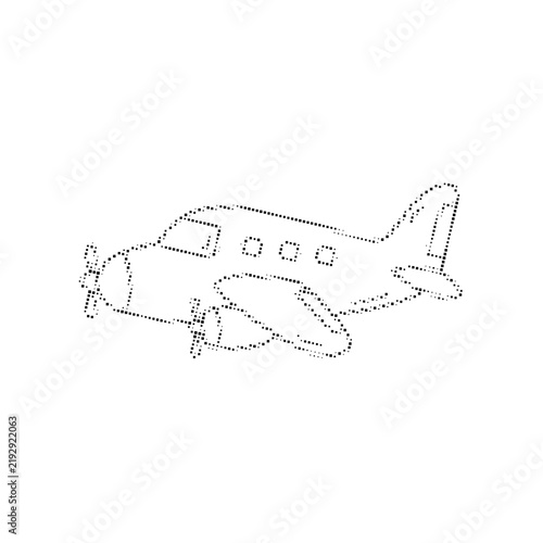 Airplane coloring page vector illustration. Features cute aircraft outline with propellers and windows. Simple black and white line art for children education and creative activity.
