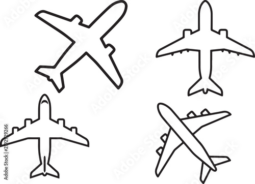 Airplane outline on white background.