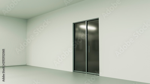 Modern glass sliding door in minimalist empty interior