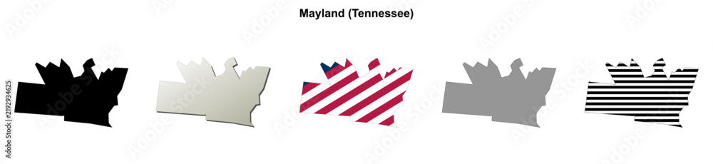 Fototapeta premium Mayland (Tennessee) blank outline map set