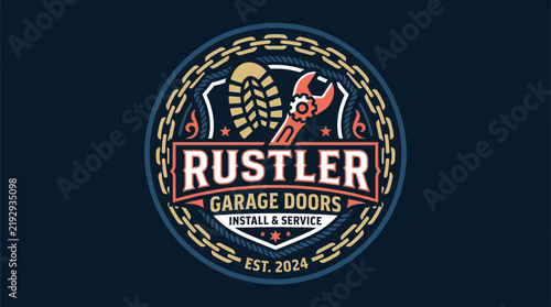 Rustler Garage Doors Logo - Install & Service, Est. 2024