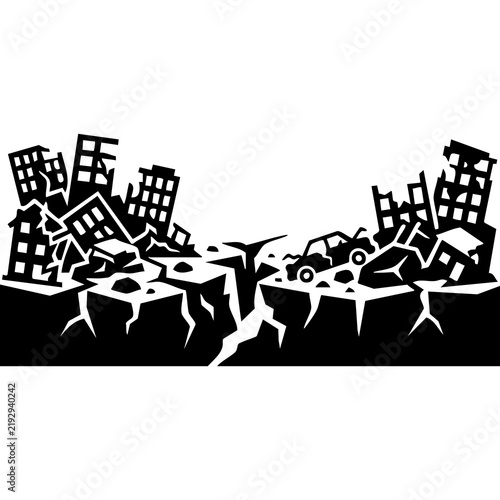 Vector silhouette of an earthquake disaster