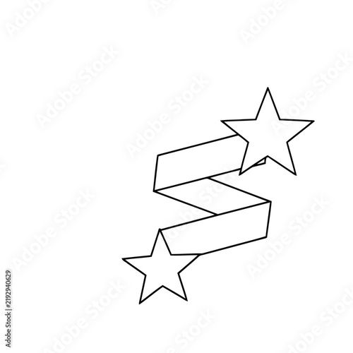Ribbon and Stars Outline