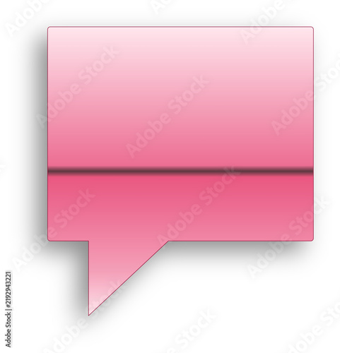 Pink speech bubble with shadow on transparent background
