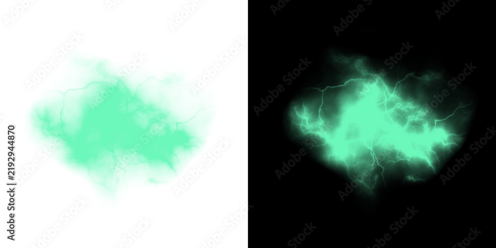 Obraz premium Png of abstract green lightning energy cloud effect isolated on transparent background