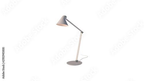 Obraz na plátně Modern adjustable desk lamp with angled arm and white shade isolated on transpar