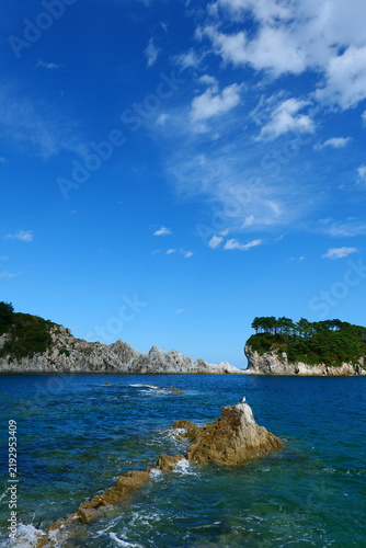 三陸復興国立公園の名所、浄土ヶ浜。宮古、岩手、日本。10月上旬。