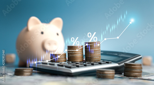 Fotografie Rising Interest Rates, Savings Growth, and Inflationary Impact on Wealth