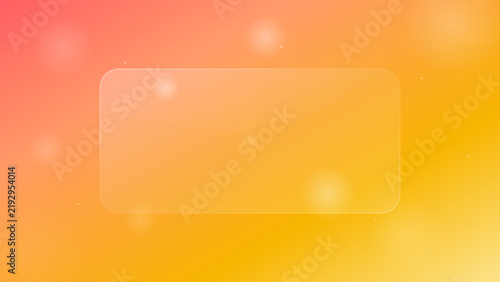 Glassmorphism Transparent Frame Card Warm Orange Yellow Bokeh Gradient Background Vector Illustration