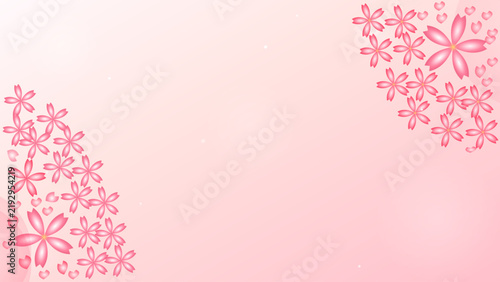 Pink Sakura Blossom Floral Corner Border Frame Soft Vector Background Illustration