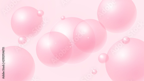 Pink Floating Spheres 3D Abstract Bubbles Vector Background Graphic Illustration