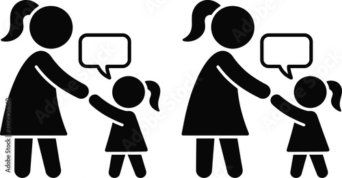 Mother helping daughter get dressed and talk together