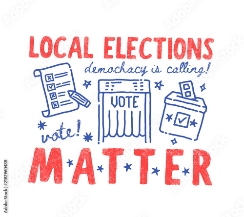 Photography Patriotic local elections matter graphic print with vote ballot box democracy sl