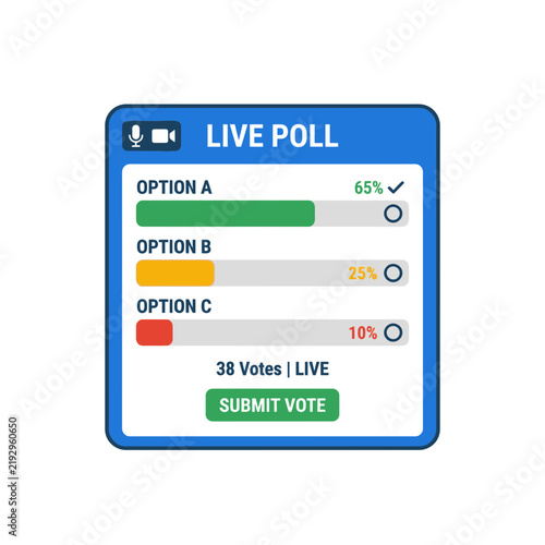Online live poll with voting options and results display.