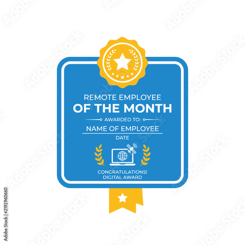 Digital award certificate for remote employee of the month.