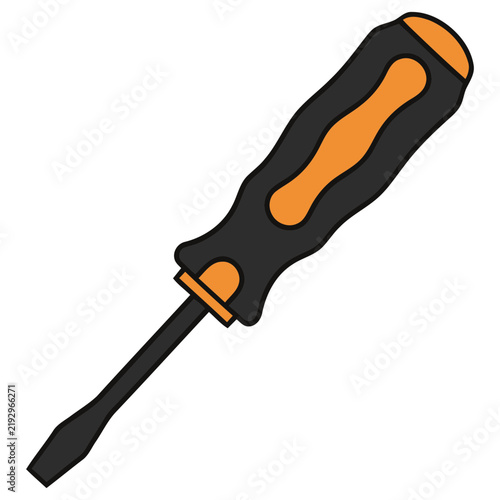 Screwdriver with orange and black handle