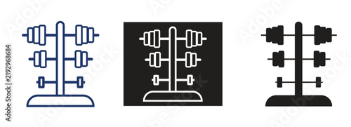 Dumbbell Rack and Gym Fitness Equipment Icon Set
