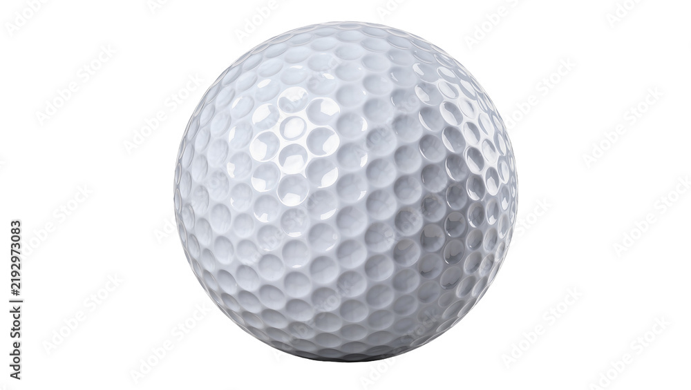 Fototapeta premium Dimpled white golf ball, isolated on transparent background