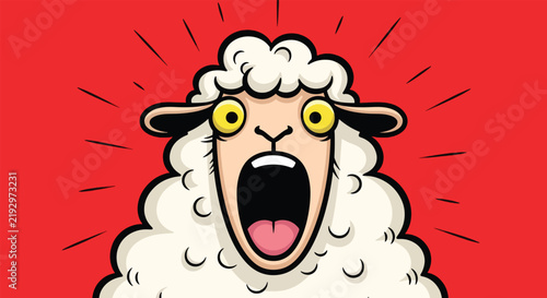 Foto Shocked Sheep Cartoon Character Screaming.