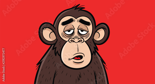 Tired Monkey Character Illustration.