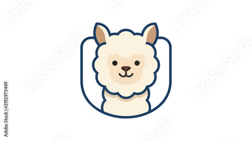 Alpaca head inside a shield shape frame.