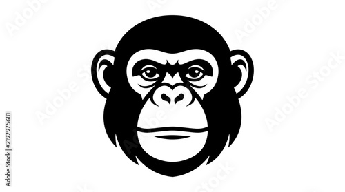 Black and white chimpanzee face illustration.
