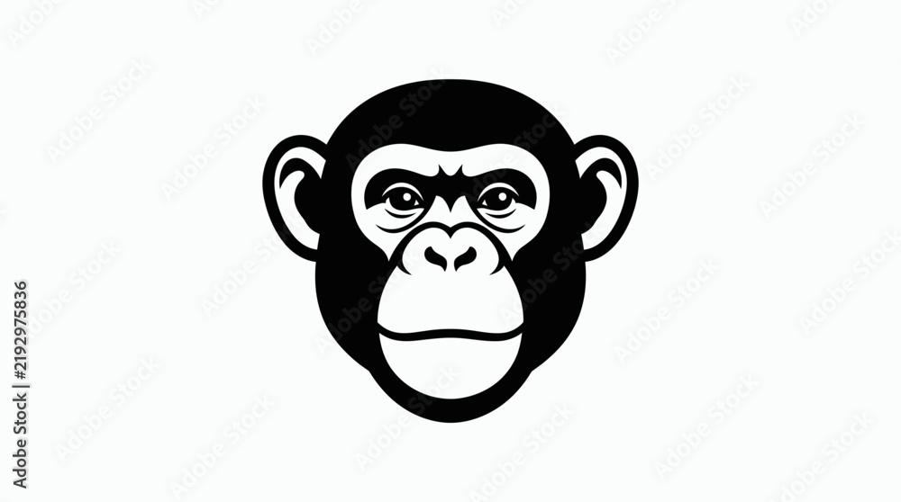 Fototapeta premium Black chimpanzee head mascot logo isolated.