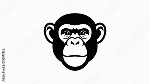 Black chimpanzee head mascot logo isolated.