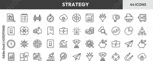 Strategy and business planning vector icons