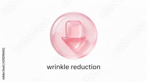 Translucent Pink 3D Wrinkle Reduction Skincare Icon Isolated on White Background