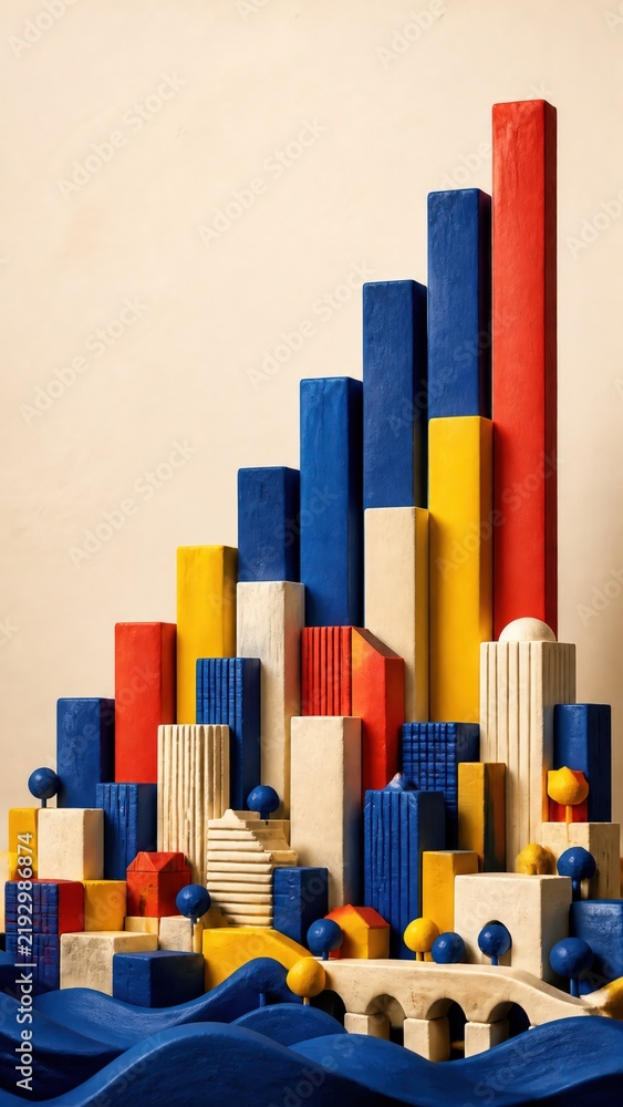 Fototapeta premium Economic output builds a modern skyline