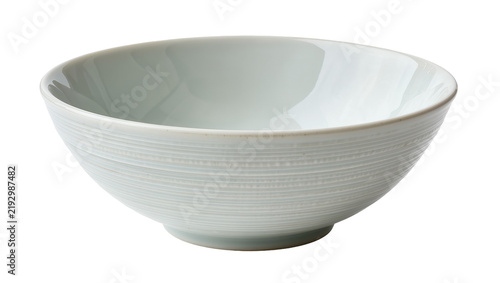 Light blue ceramic bowl with textured exterior, isolated on transparent background