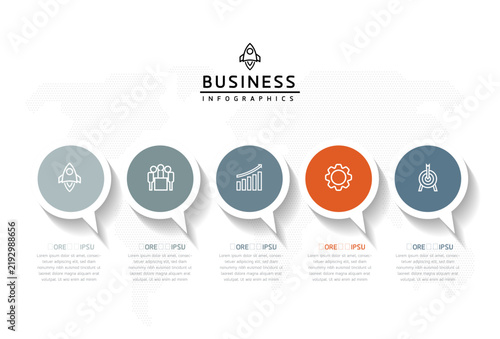 Vector infographic template showing steps or processes for business presentations and design creation.