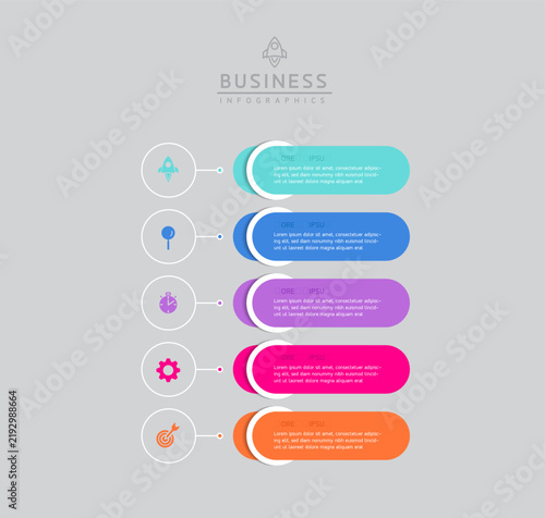 Vector infographic template showing steps or processes for business presentations and design creation.