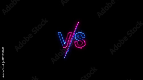 Neon glowing VS fight battle with versus sign for sport game showdown video animation. Neon lighting Versus icons animation. VS letters set. Bright neon versus sign glowing motion animation.