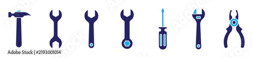 Tools and service icon collection featuring wrenches, screwdrivers, gears, and repair symbols. Clean vector design for maintenance and mechanical concepts .vector stock
