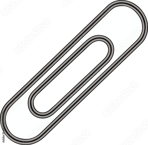 Minimalist paper clip icon featuring clean grey and black outlines on white background