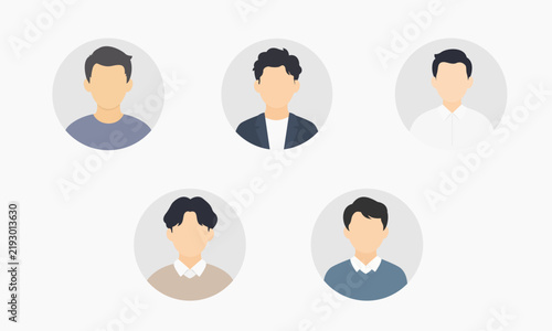 Profile icon vector set with male and female avatars in flat icon style. User profile illustrations for social media, website, account and digital interface design.