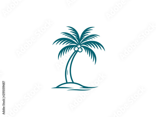 Tropical palm tree with coconuts on island icon