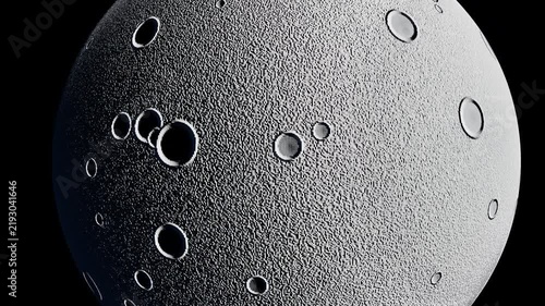 Cosmic Moon Sphere with Craters on Dark Background  Abstract Planet Texture.