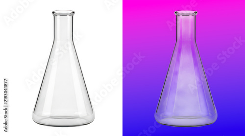 Clear laboratory glass Erlenmeyer flask