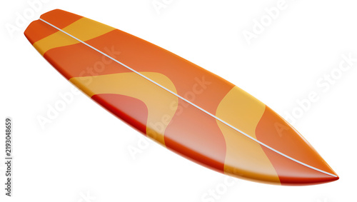 Photography Orange and yellow surfboard with wavy pattern, isolated on transparent backgroun