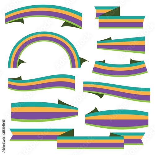 A set of ribbons in various styles