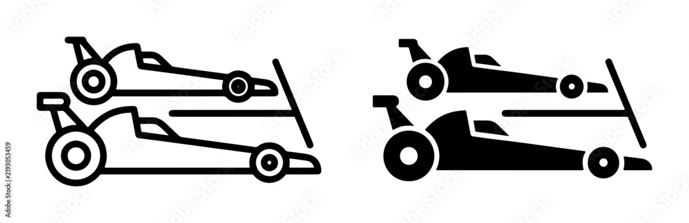 Obraz premium Formula 1 Racing Cars, Speed and Competition Icons, Vector Graphics for Motorsport and Sport Themes