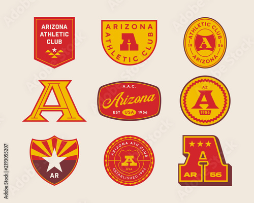Sport sticker Pack. Collection of trendy pins. Set of cool patches vector design. Arizona retro sport badges.