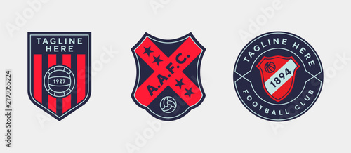 Set of Football badge emblem club logo. Soccer logo with shield background vector design collection