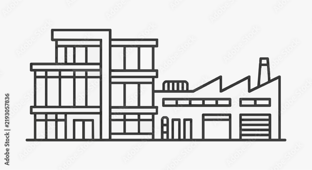 Obraz premium Architectural growth combining office building with upward trend graph