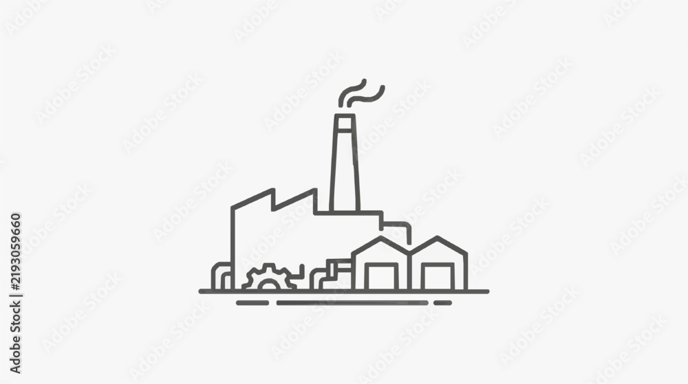 Fototapeta premium Industrial factory complex with smokestack emitting smoke for business and manufacturing concep