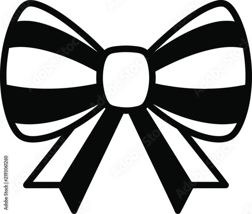 Black and white decorative ribbon bow icon illustration